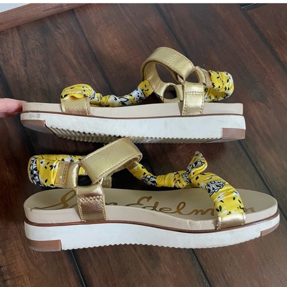 Sam Edelman Yellow and Gold Patterned Sandals - Picture 3 of 9